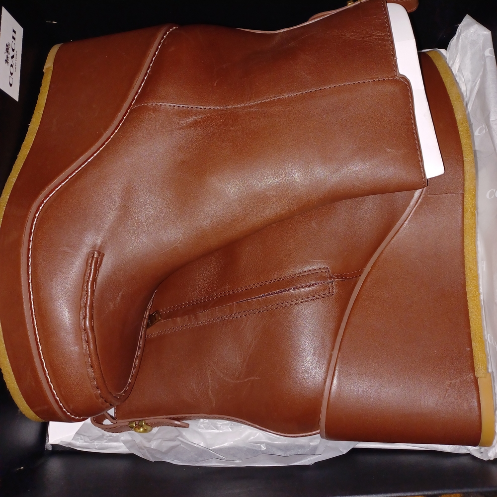 Coach Brown Ankle Booties with Sleek Leather Design